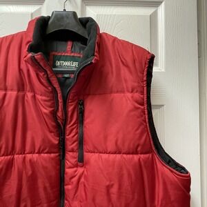 Outdoor Life Size‎ XXL Vest Mens Red Full Zip Puffer Vest Pockets